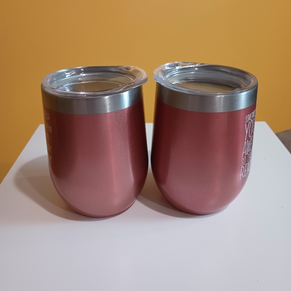 Set of Two Rose Gold Inspirational Stainless Steel Wine Tumblers - Picture 8 of 11